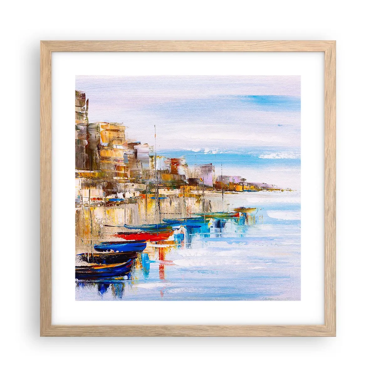 Pôster com moldura de carvalho claro - Um refúgio urbano multicolorido - 40x40 cm