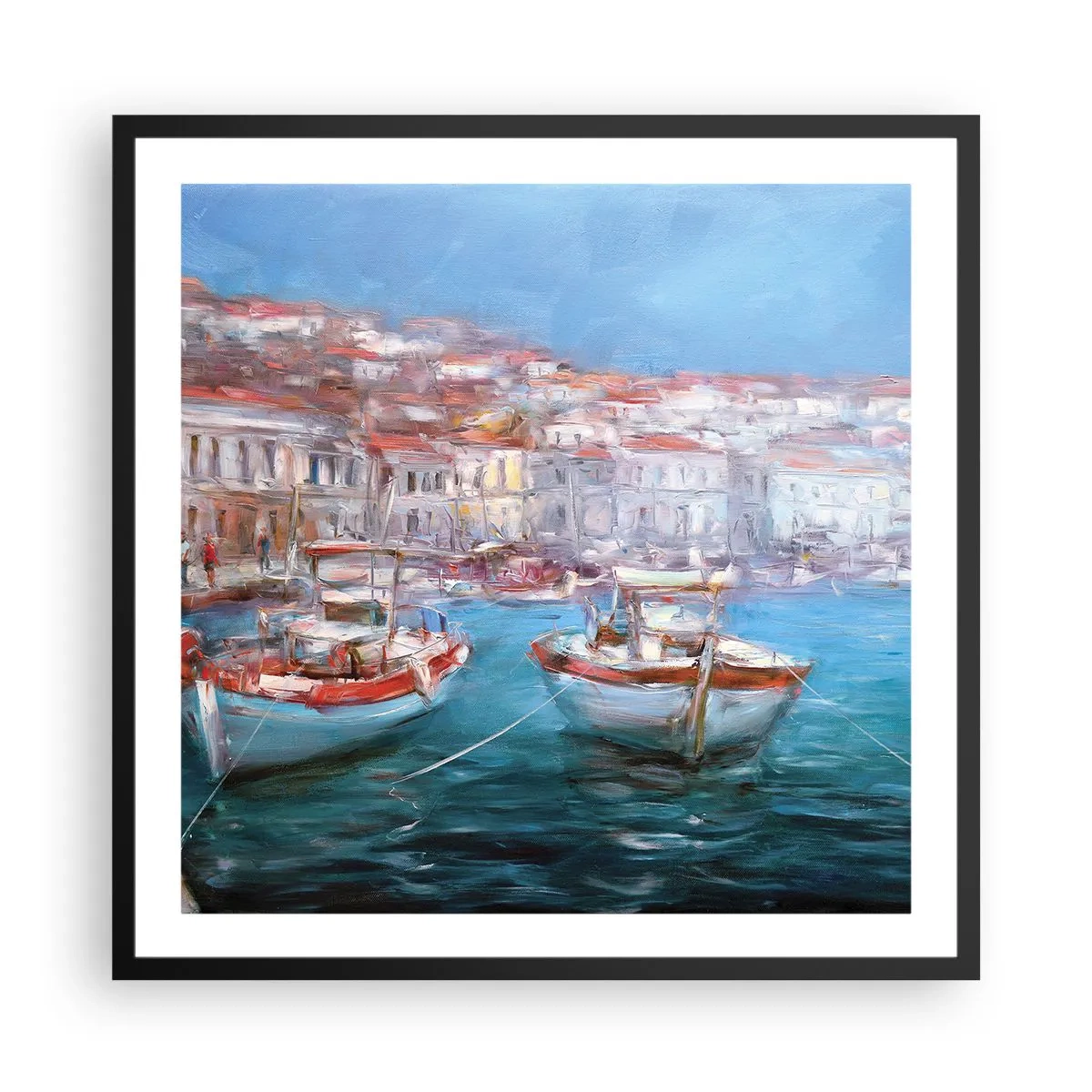 Pôster com moldura preta - Baía italiana - 60x60 cm