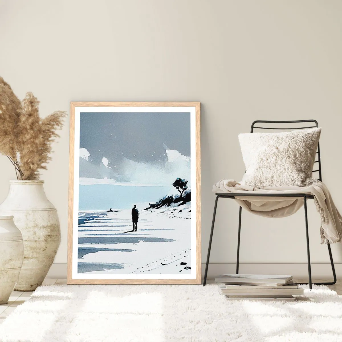 Pôster com moldura de carvalho claro - Sozinho - 61x91 cm