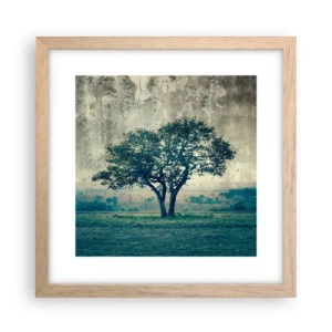 Pôster com moldura de carvalho claro - Uma macieira num prado azul? - 30x30 cm