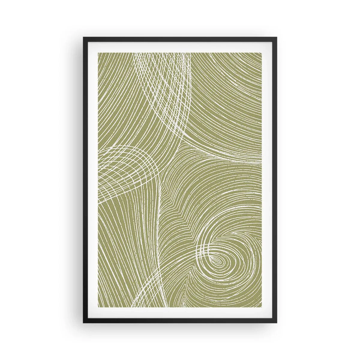 Pôster com moldura preta - Abstração intrincada em branco - 61x91 cm