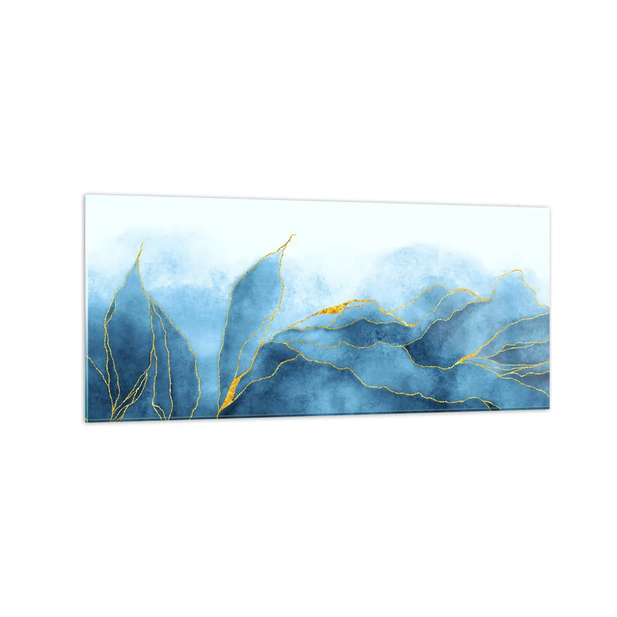 Quadro em vidro - Azul dourado - 120x50 cm