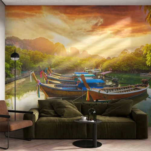 Papel de Parede Premium Canvas - Antes de um dia agitado - Paisagem, Tailândia, Mar - 450x315 cm