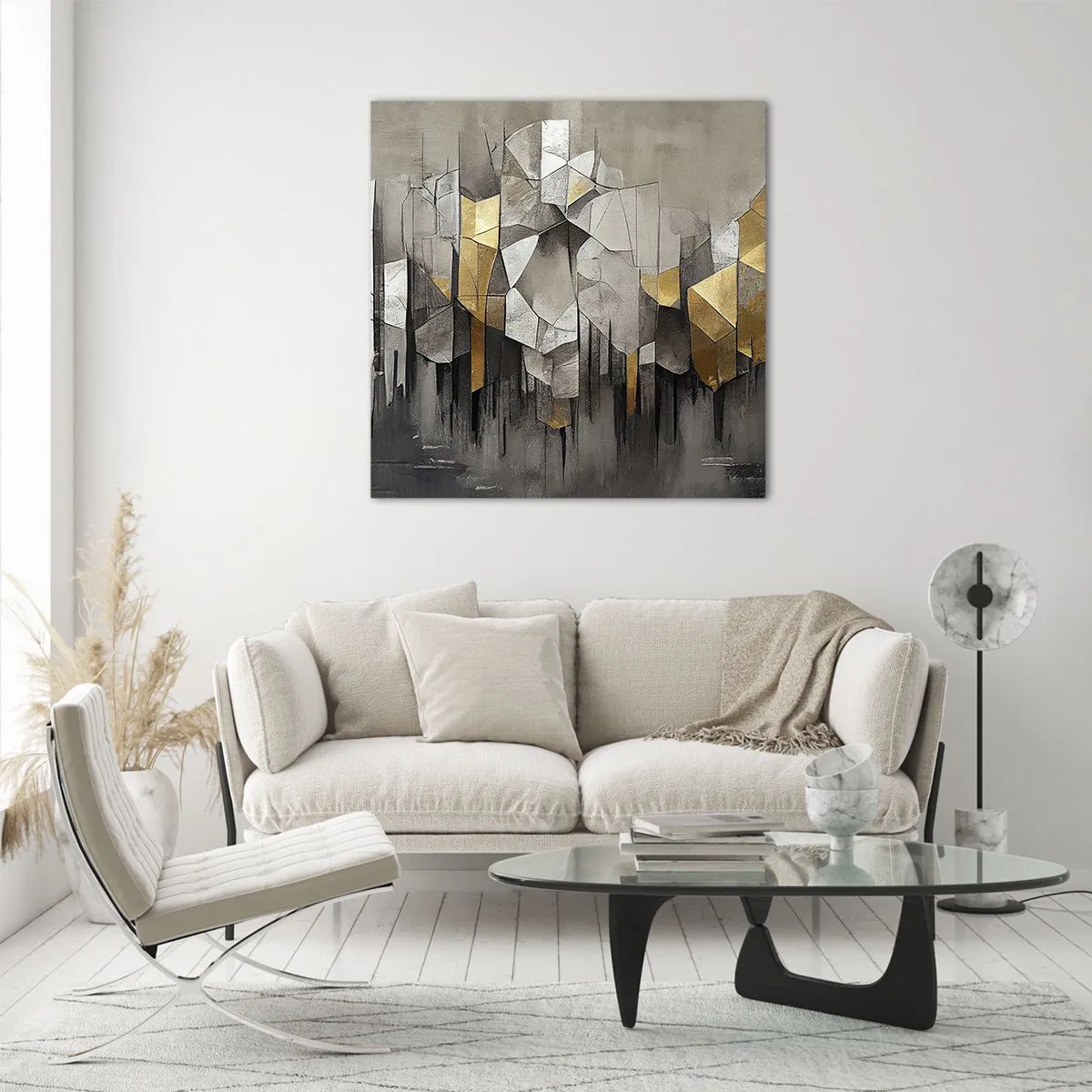 Quadro em vidro - Composição de gelo e luz - 70x70 cm