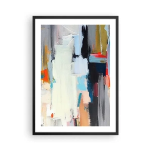 Pôster com moldura preta - Composição de cores abstratas em estilo expressivo - 50x70cm - Há um método? - Decoração de parede moderna para a sala de estar e quarto ARTTOR