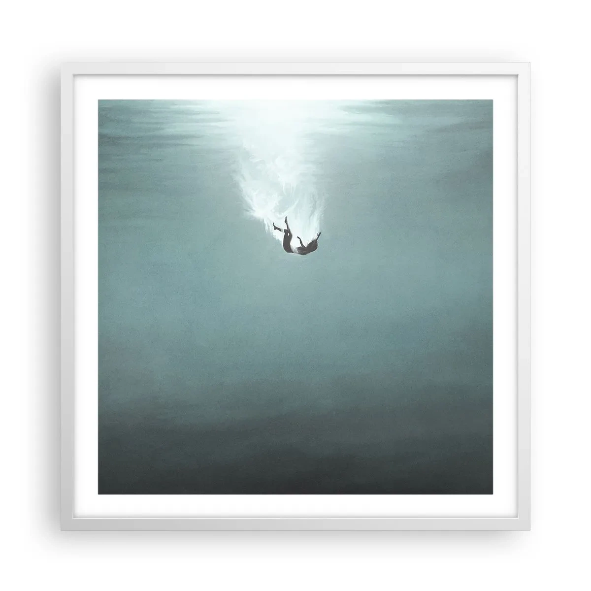 Pôster em moldura branca - Nos braços do oceano - 60x60 cm
