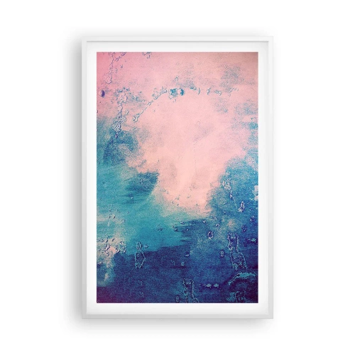 Pôster em moldura branca - Abraço azul - 61x91 cm