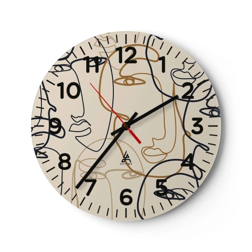 Relógio de parede - Relógio em vidro - Retrato multiplicado - 40x40 cm