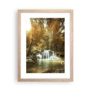 Pôster com moldura de carvalho claro - A cascata do parque - 30x40 cm