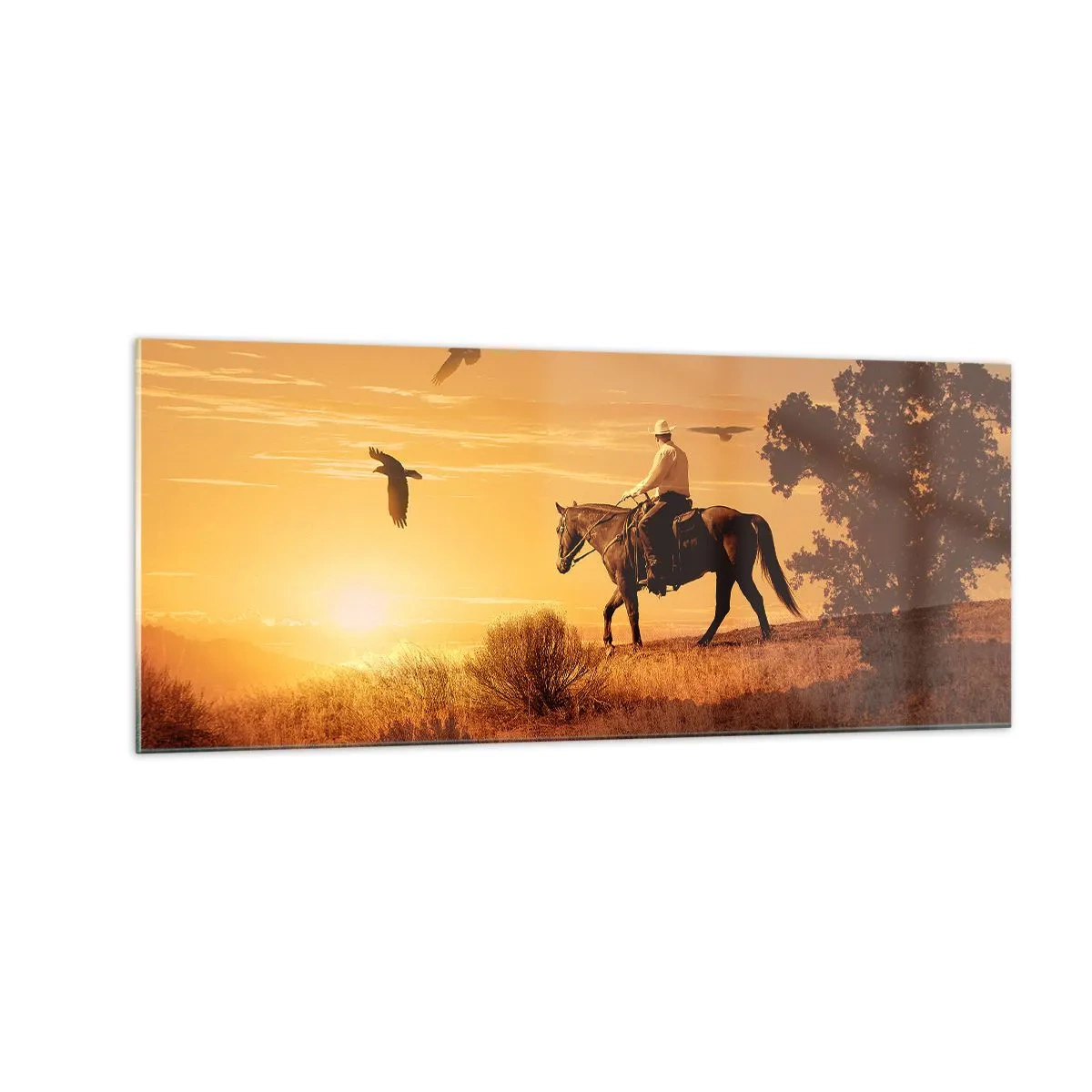 Quadro em vidro - Sozinho em toda a pradaria - 100x40 cm