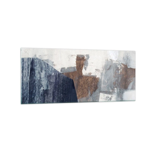 Quadro em vidro - Formas azuis e marrons - 120x50 cm
