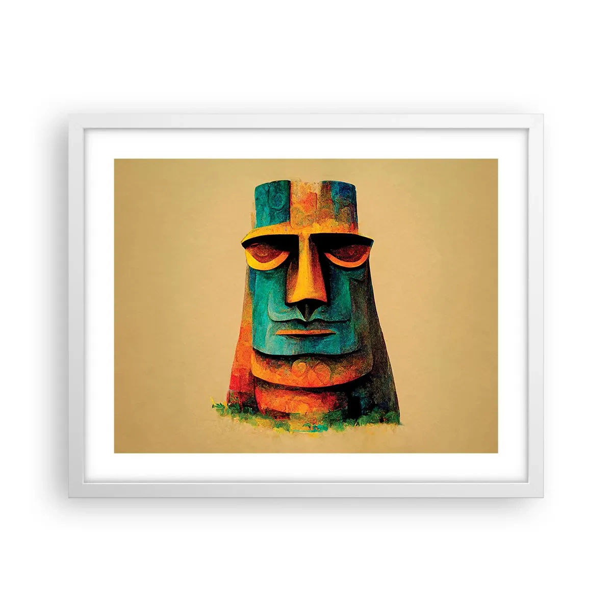 Pôster em moldura branca - Escultórico e simpático - 50x40 cm