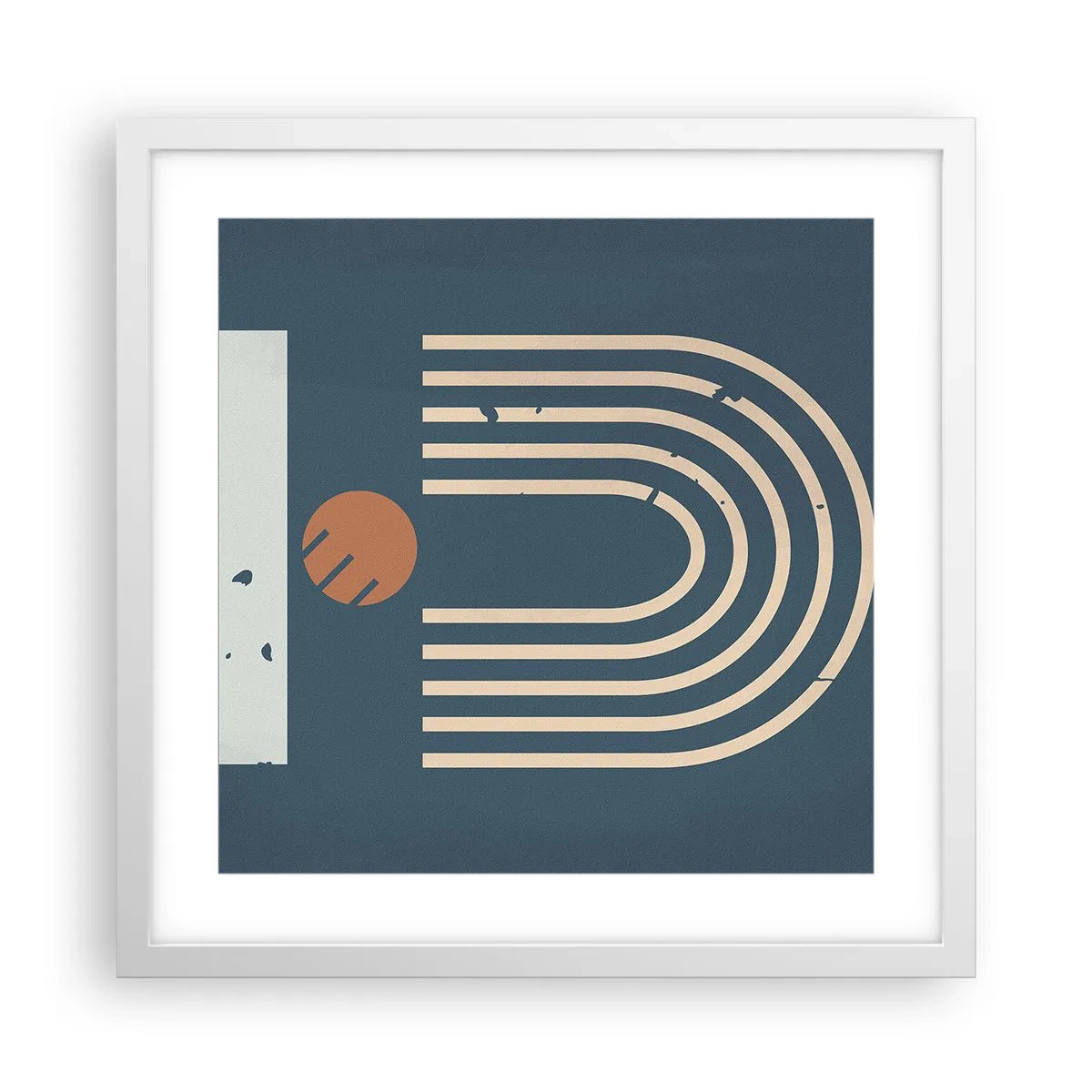 Pôster em moldura branca - Geometria em azul marinho - 40x40 cm