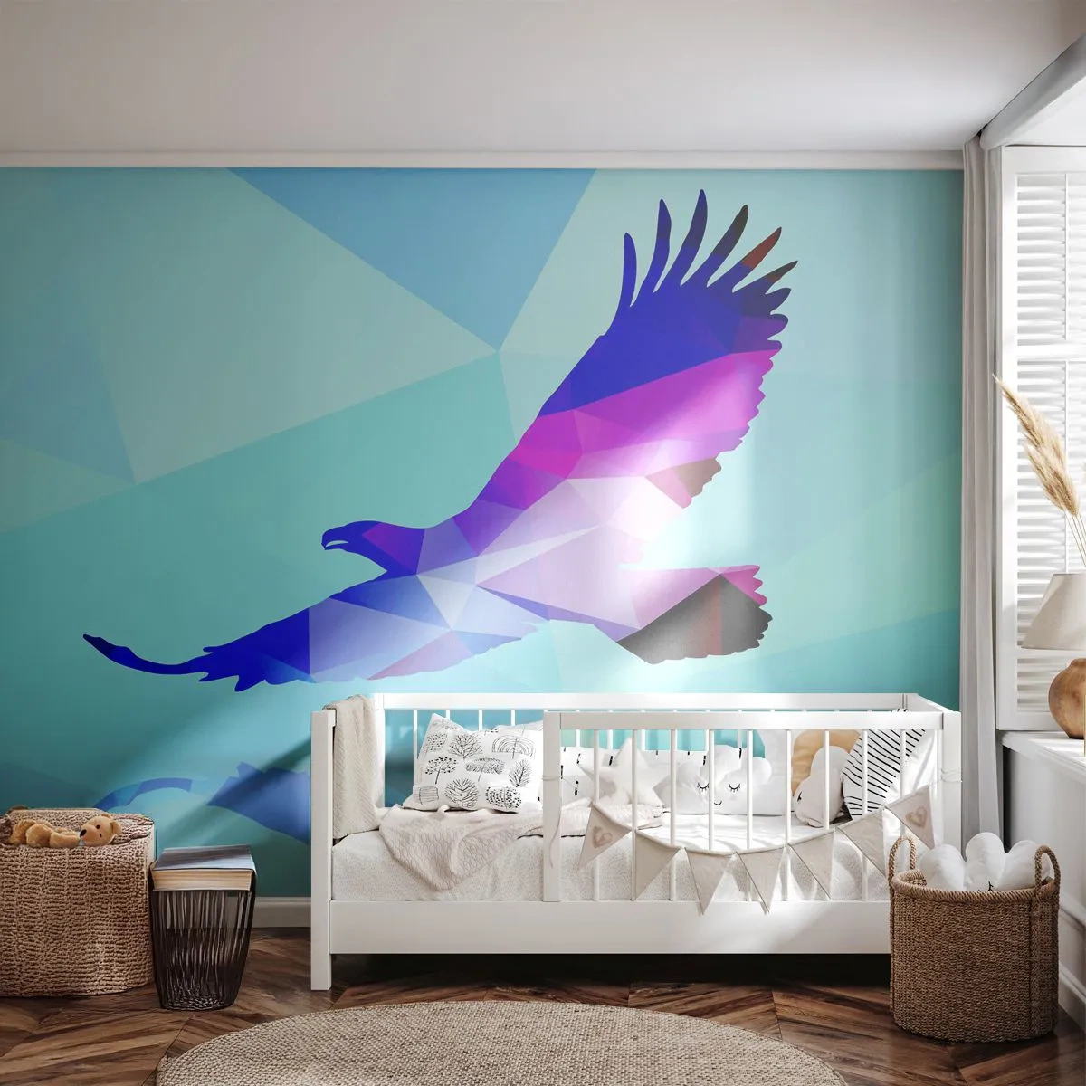 Papel de Parede Standard Eco - Águia em cristal lilás - Pássaro, Águia, Figura Geométrica - 150x105 cm