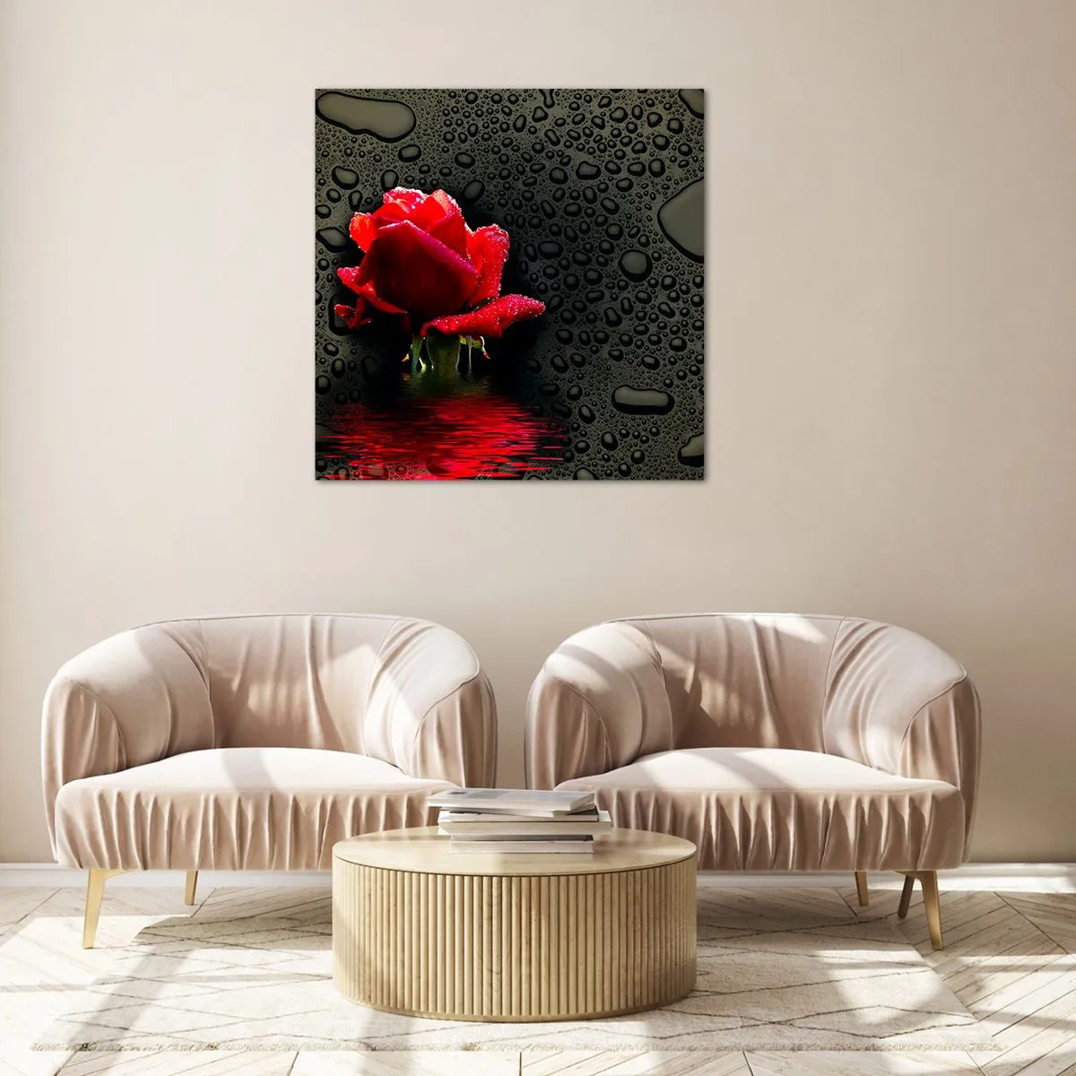 Quadro em vidro - Vermelho e preto - 30x30 cm