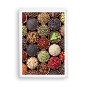 Pôster em moldura branca - Todos os sabores do mundo - 70x100 cm