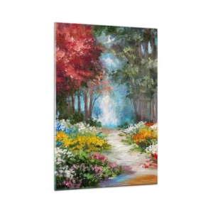 Quadro em vidro - Jardim florestal, floresta florida - 80x120 cm