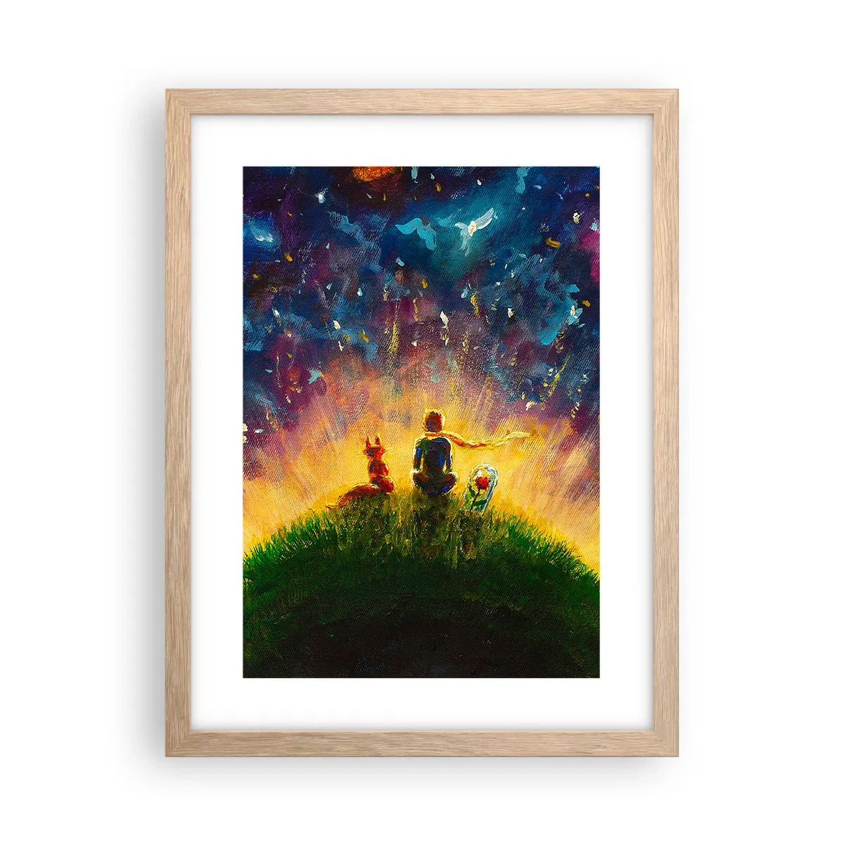 Pôster com moldura de carvalho claro - Amor e amizade - o mundo inteiro - 30x40 cm