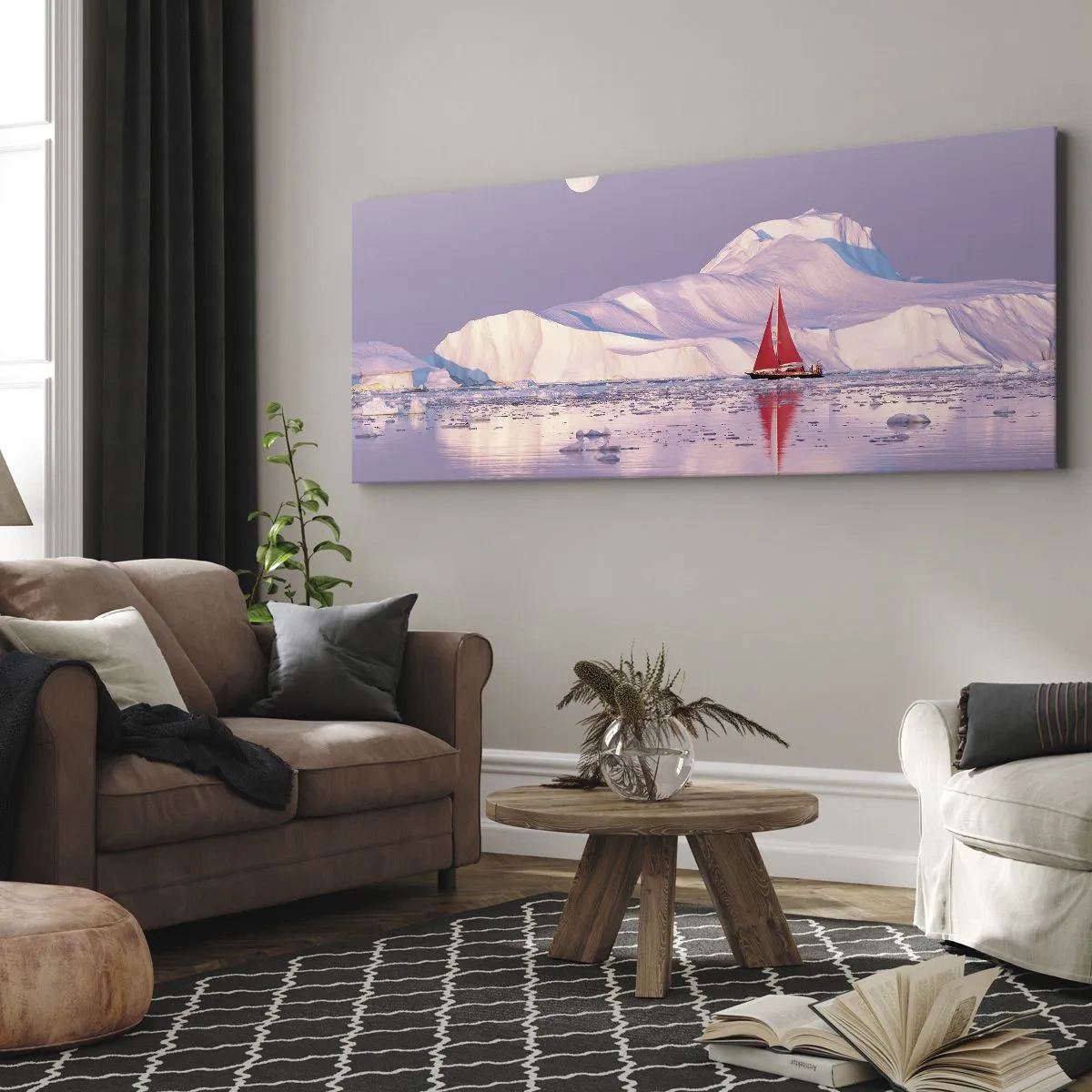 Quadro em tela - O calor da vela, a frieza do gelo - 160x50 cm