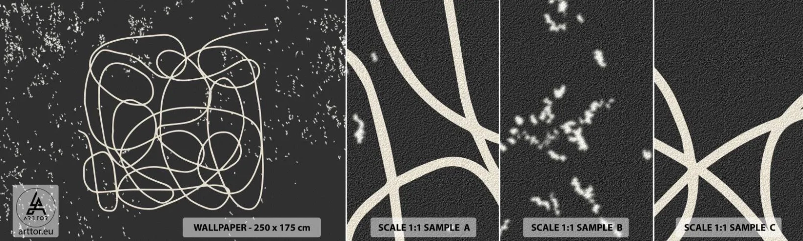 Amostra de Papel de Parede Standard Eco - Pensamentos errantes - Abstração, Gráficos, Pedaço - 100x30 cm