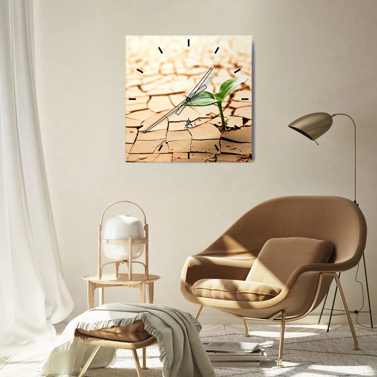 Relógio de parede - Relógio em vidro - A força indomável da vida - 30x30 cm