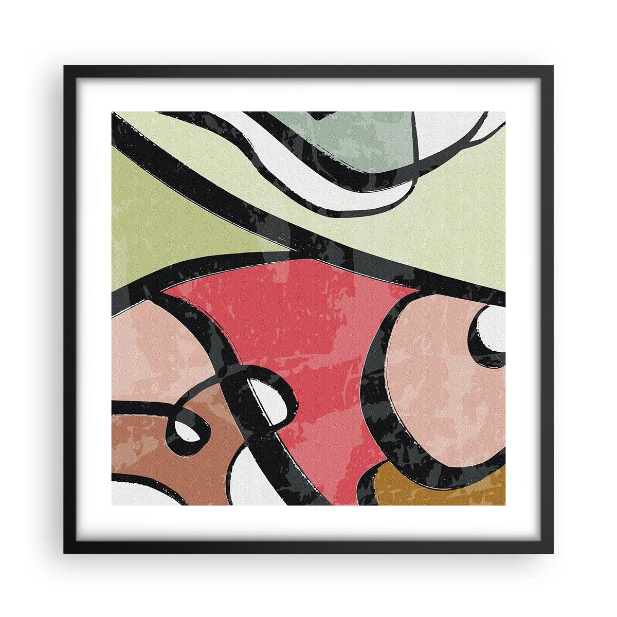 Pôster com moldura preta - Piruetas entre cores - 50x50 cm