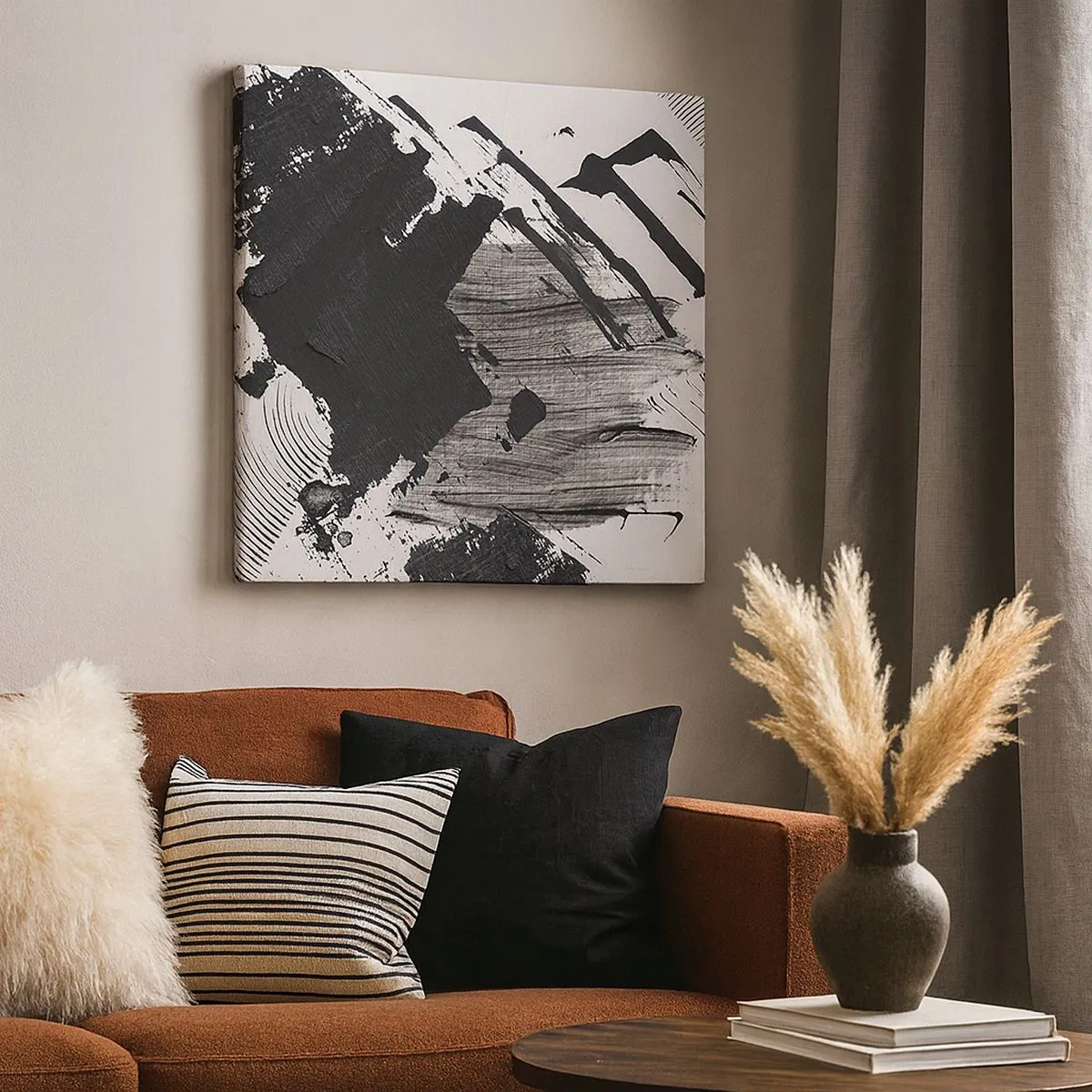 Quadro em tela - Abstração – expressão do preto - 30x30 cm