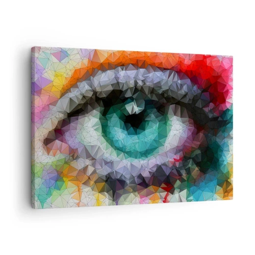 Quadro em tela - Look geométrico com olho verde - 70x50cm - O brilho cristalino dos olhos - Decoração de parede moderna para a sala de estar e quarto ARTTOR