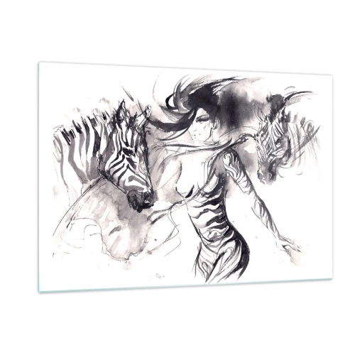 Quadro em vidro - Dançando com as zebras - 120x80 cm