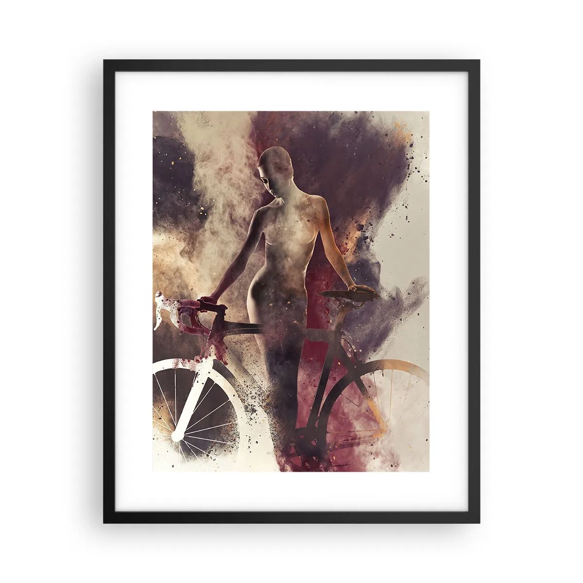 Pôster com moldura preta - Uma alma de bicicleta em formas de mármore - 40x50 cm