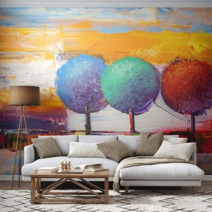 Papel de Parede Autocolante Deluxe Sticker - Pódio da natureza - Paisagem, Árvores, Pedaço - 400x280 cm