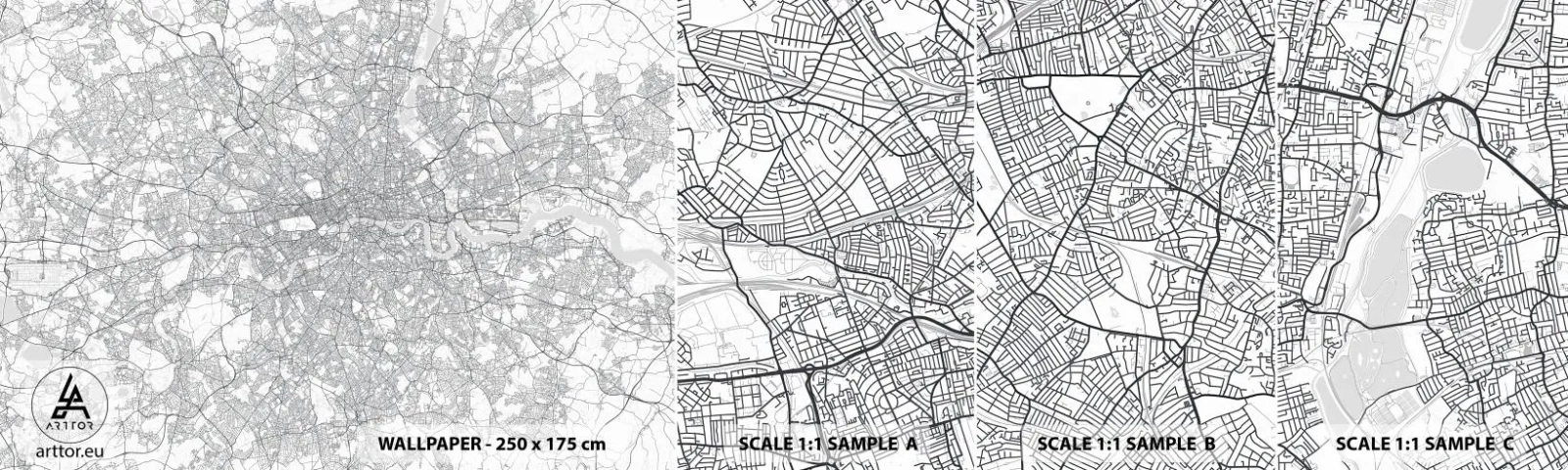 Amostra de Papel de Parede Standard Eco - Mapa do labirinto de Londres - Cidade, Mapa da cidade, Londres - 100x30 cm