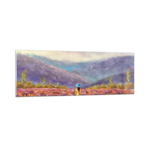 Quadro em vidro - No mundo da lavanda - 90x30 cm