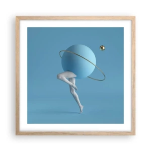 Pôster com moldura de carvalho claro - Planetas a enlouquecer - 50x50 cm