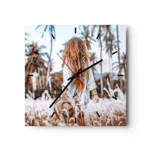 Relógio de parede - Relógio em vidro - Nascida da maciez da relva - 40x40 cm