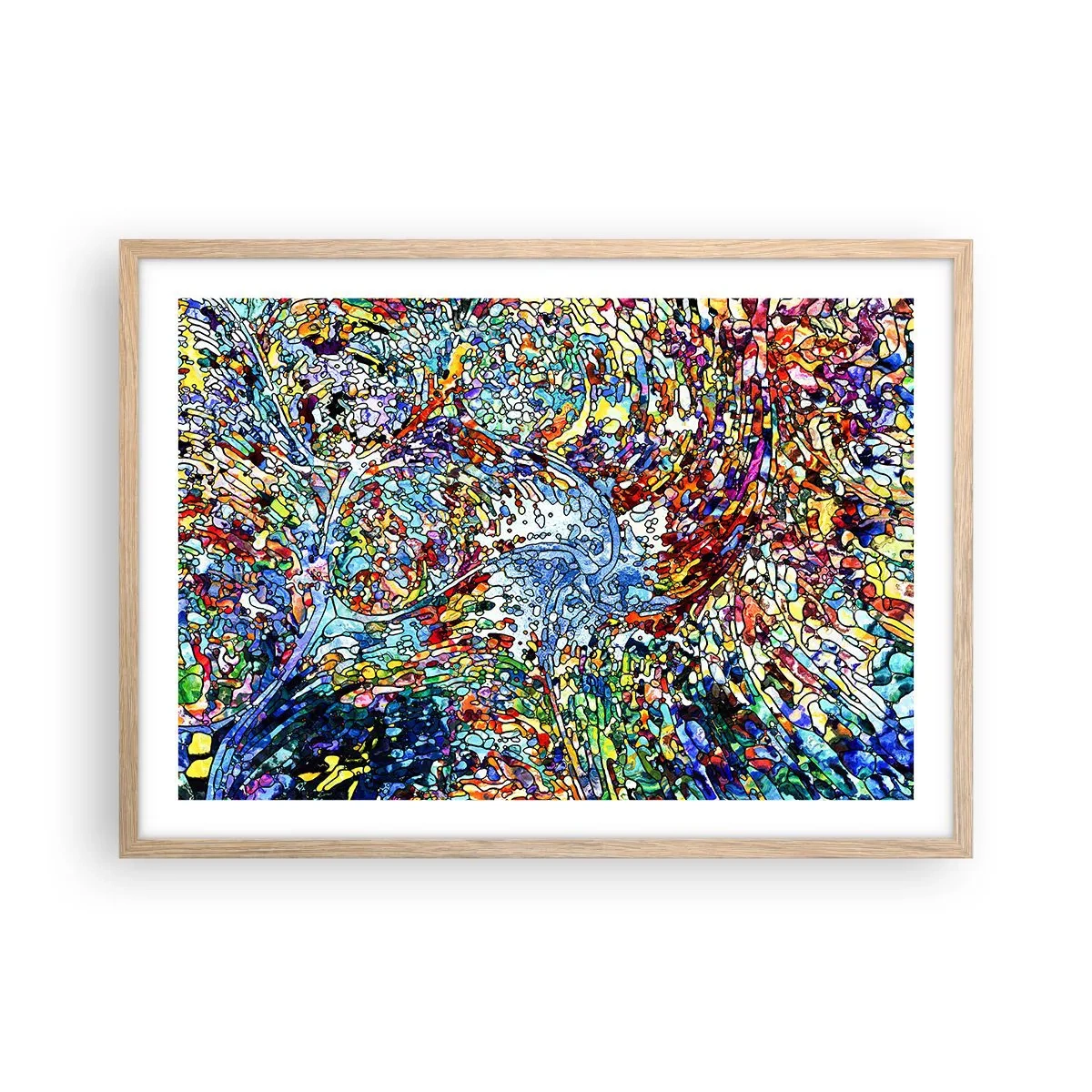 Pôster com moldura de carvalho claro - Vitrais gotejantes - 70x50 cm