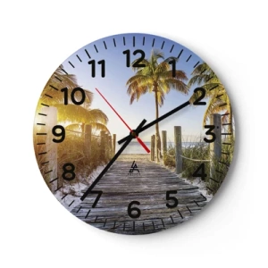 Relógio de parede - Relógio em vidro - Direto para o paraíso - 40x40 cm