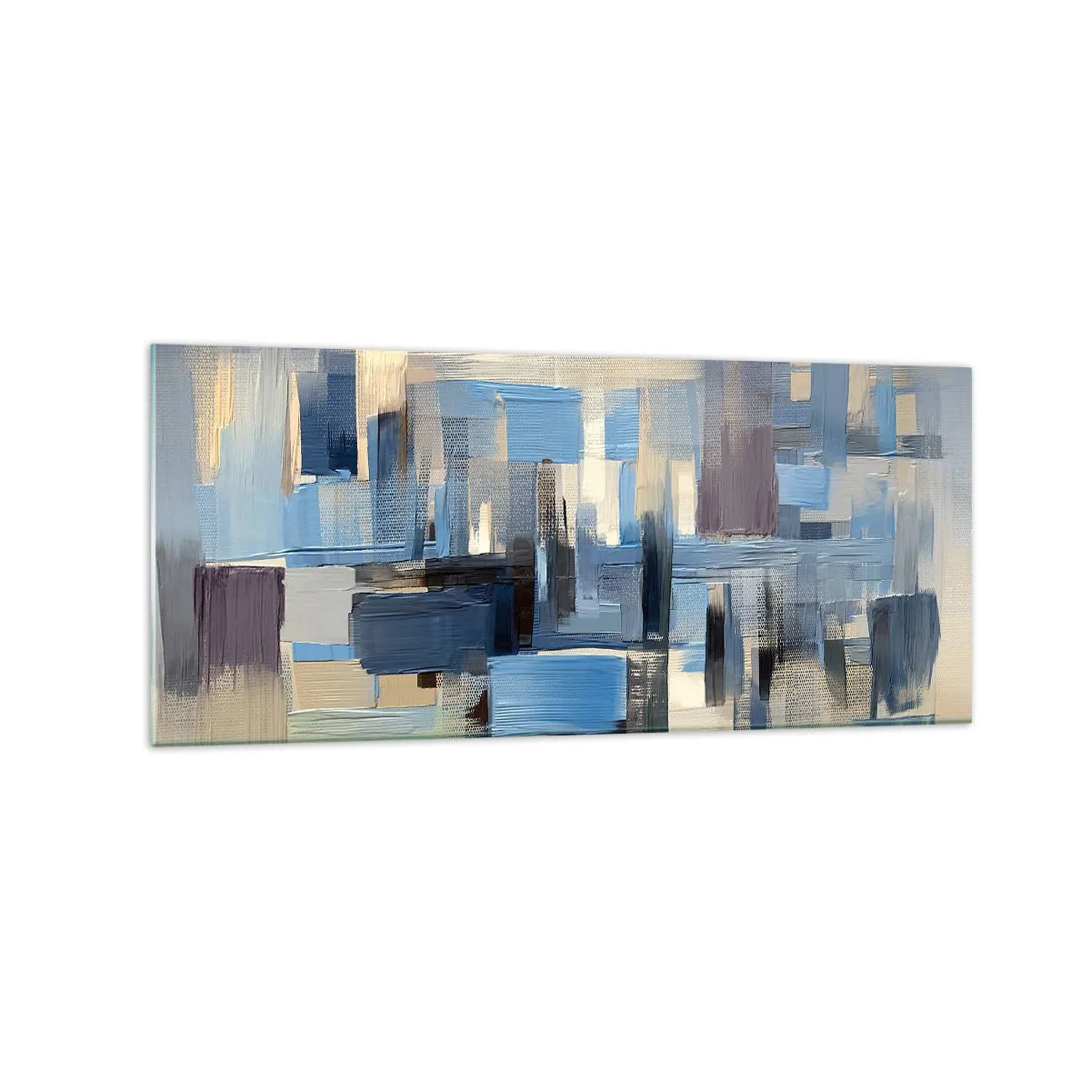 Quadro em vidro - Construção azul - 120x50 cm