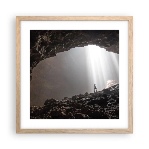 Pôster com moldura de carvalho claro - Gruta luminosa - 40x40 cm