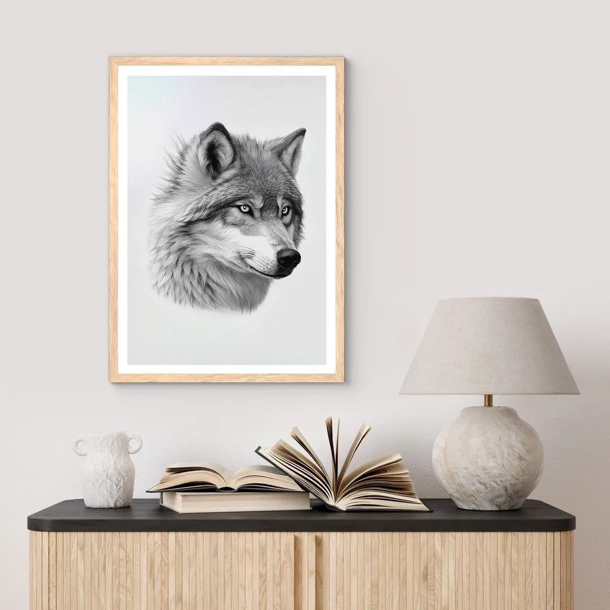 Pôster com moldura de carvalho claro - Alfa – sem dúvida - 50x70 cm