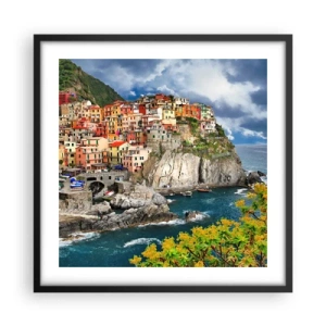 Pôster com moldura preta - Um aglomerado nas rochas - 50x50 cm