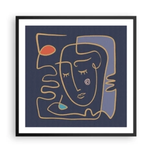 Pôster com moldura preta - Nos pensamentos - 60x60 cm