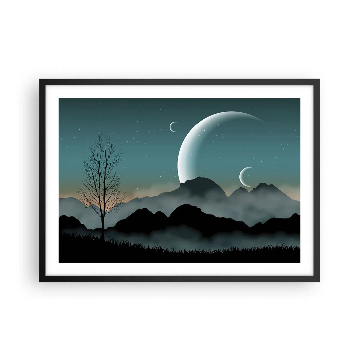 Pôster com moldura preta - Carnaval de uma noite estrelada - 70x50 cm