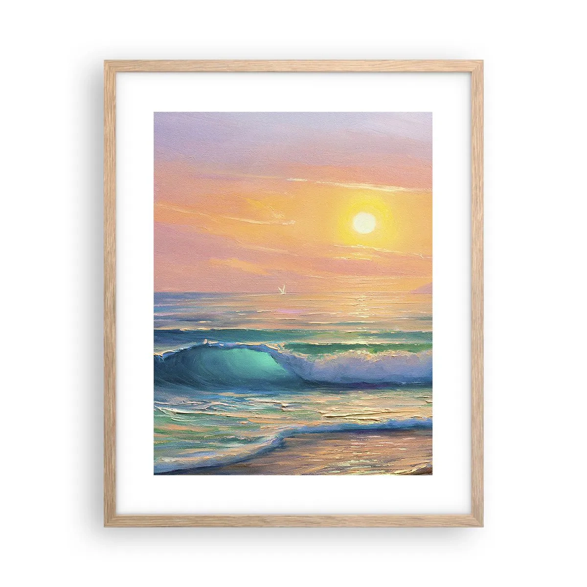 Pôster com moldura de carvalho claro - O canto turquesa das ondas - 40x50 cm