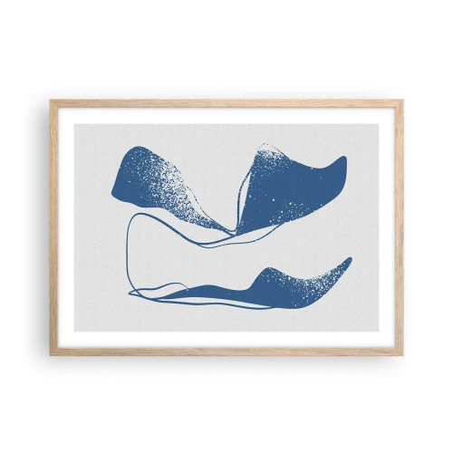 Pôster com moldura de carvalho claro - Abstração alada - 70x50 cm