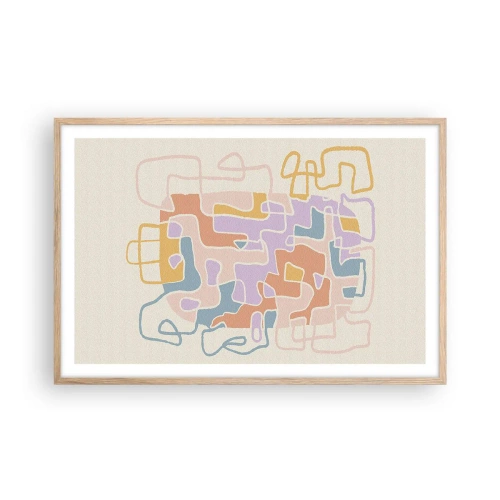 Pôster com moldura de carvalho claro - Labirinto – uma aventura alegre - 91x61 cm