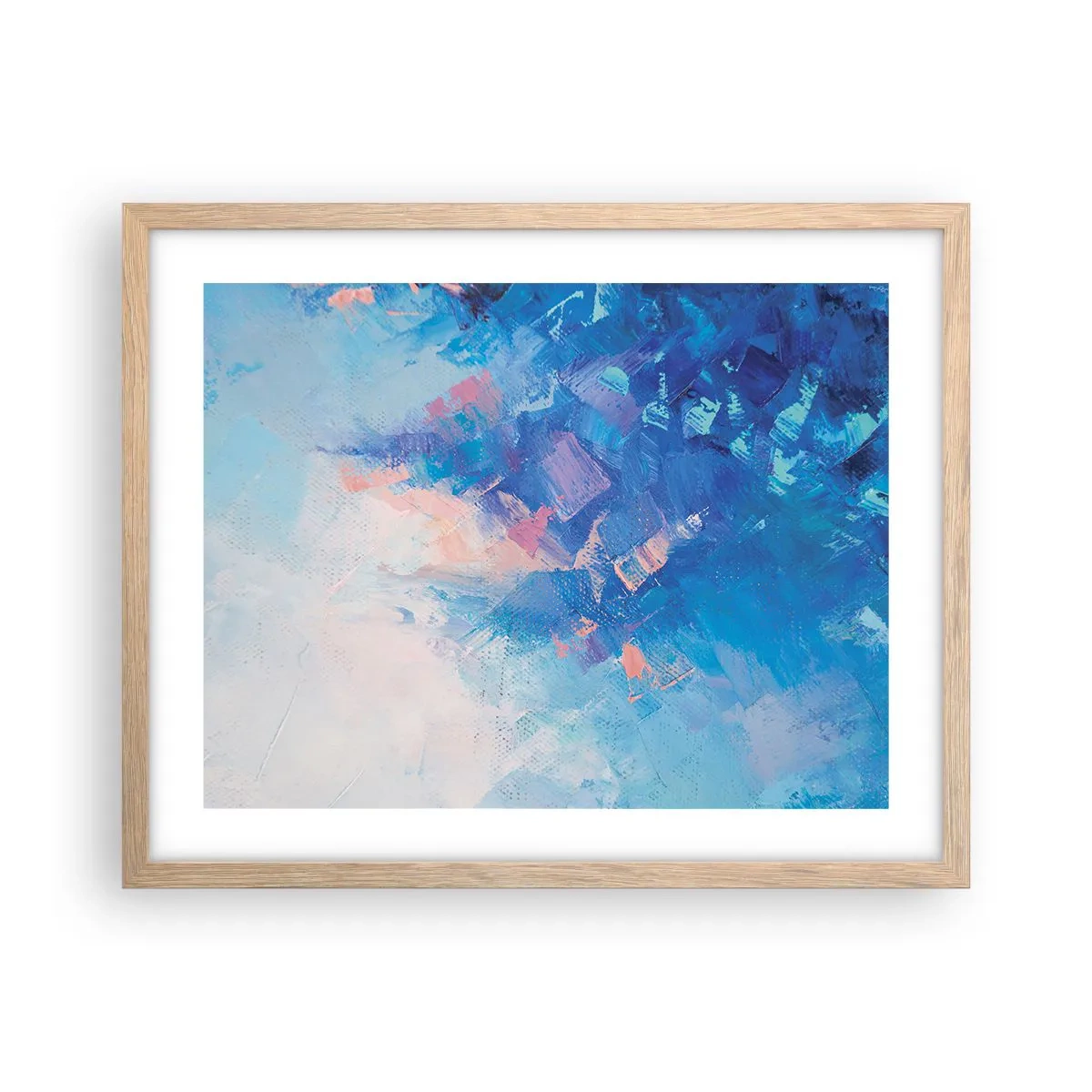 Pôster com moldura de carvalho claro - Abstração de inverno - 50x40 cm