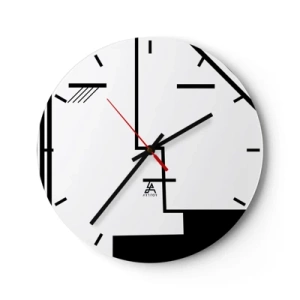 Relógio de parede - Relógio em vidro - Gráficos minimalistas em preto e branco com linhas geométricas - 30x30cm - Apenas um beijo - Decoração de parede moderna para a sala de estar, cozinha e quarto ARTTOR