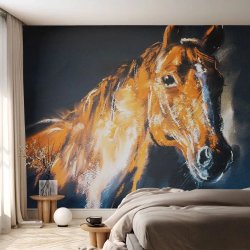Papel de Parede Premium Sand - E então, vai? - Animais, Cavalo, Égua - 100x70 cm