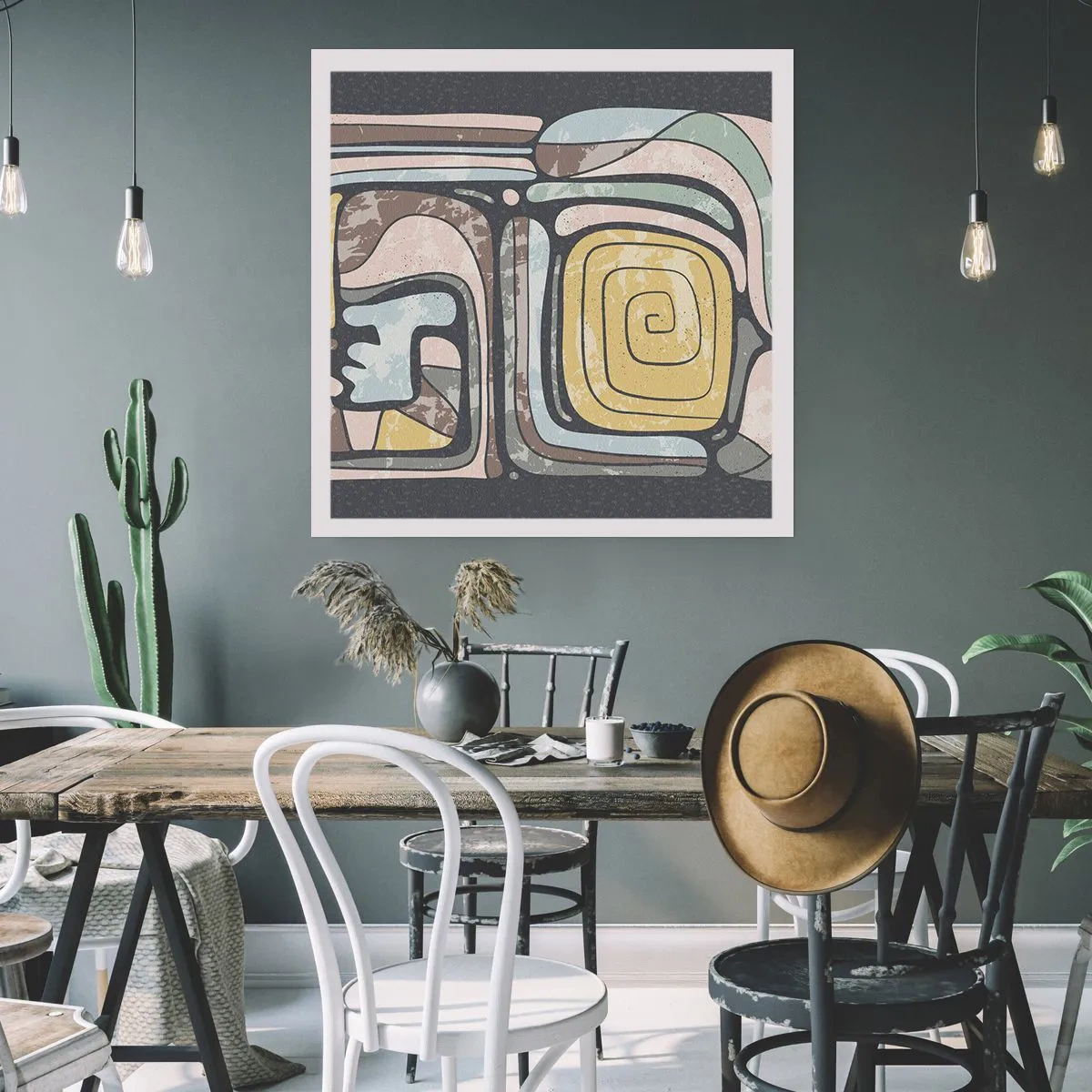 Pôster - Abstração no espírito pré-colombiano - 60x60 cm